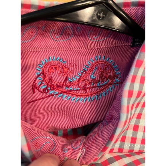 Robert Graham Mens Size Large Red/Gray/White Check Long Sleeve Button Down Shirt - Picture 2 of 8